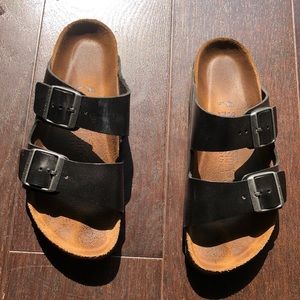Black leather Birkenstocks size 37 (soft footbed)